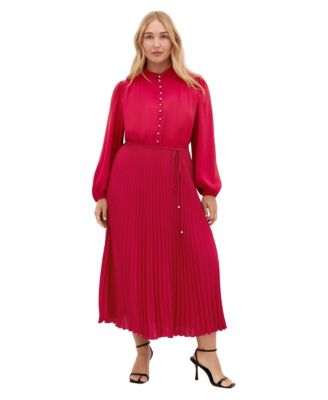 CITY CHIC женское длинное платье с плиссировкой и длинным рукавом Halle