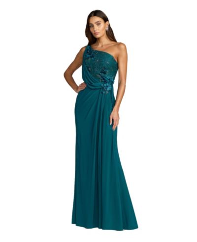 Женское вечернее платье Mac Duggal Jersey с открытым плечом и 3D цветами