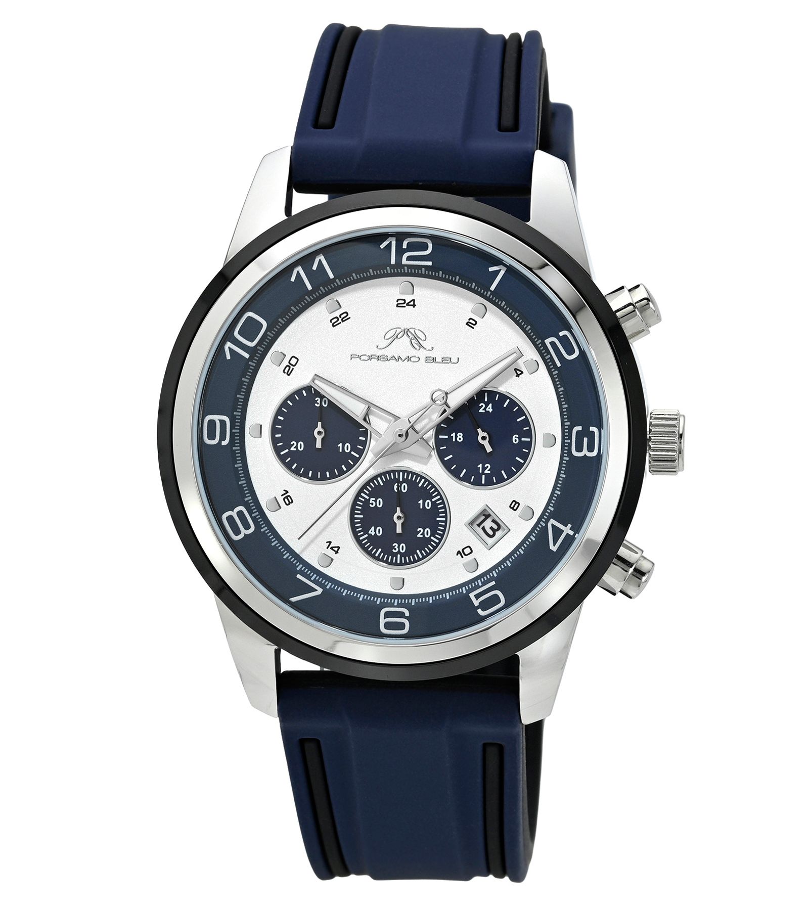 Porsamo Bleu Мужские часы Arthur Chronograph с синим силиконовым ремешком 44 mm