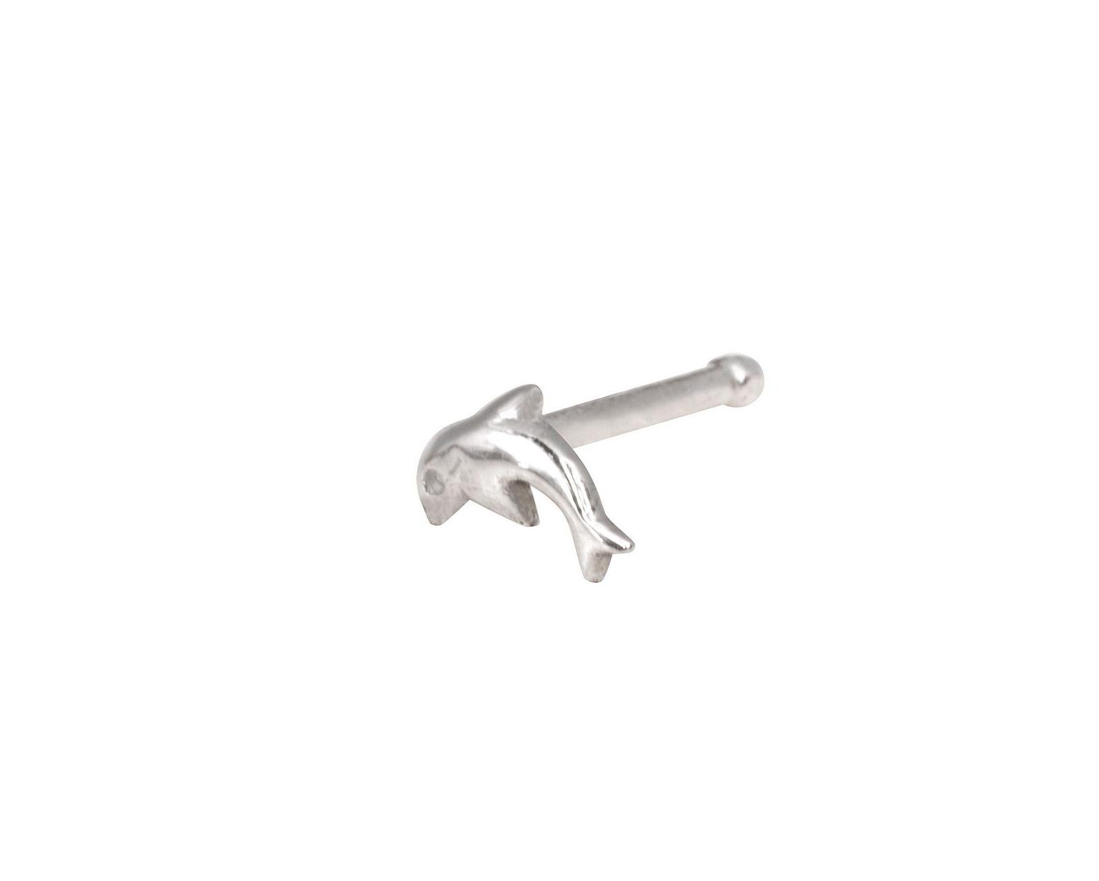 Curata Jewelry серьга-гвоздикка с дельфином из золота 14k