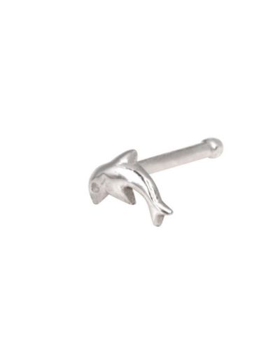 Curata Jewelry серьга-гвоздикка с дельфином из золота 14k