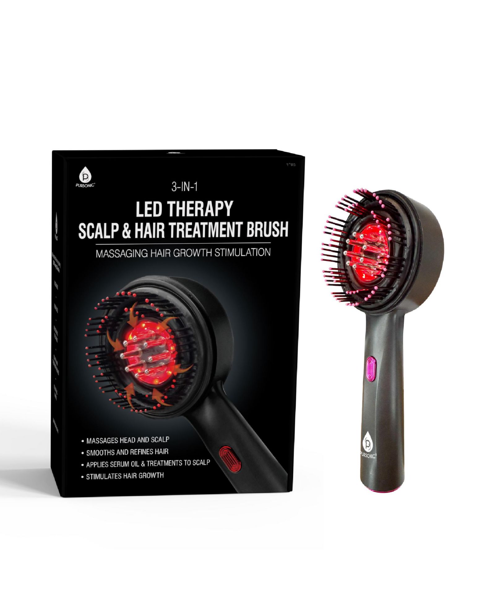Щетка для ухода за кожей головы и волосами PURSONIC 3-in-1 LED Therapy