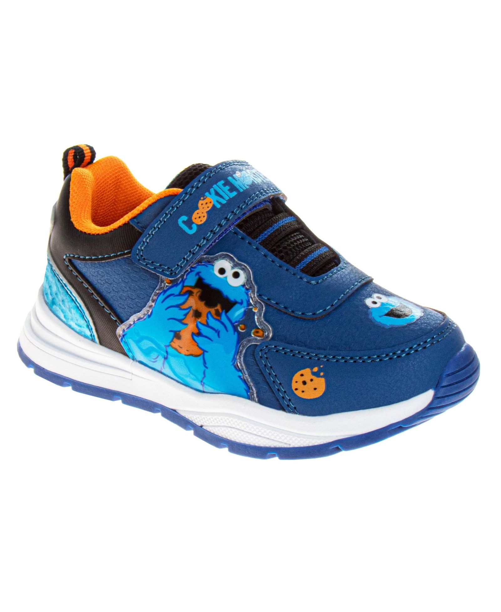 Sesame Street Cookie Monster Light Up Hook & Loop Fashion Sneaker Kids' Easy Hook & Loop Fun Character Design Play Ready Durable (Toddler)