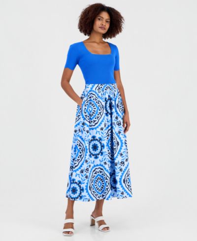 T Tahari Women's Printed Pull-On Midi Skirt