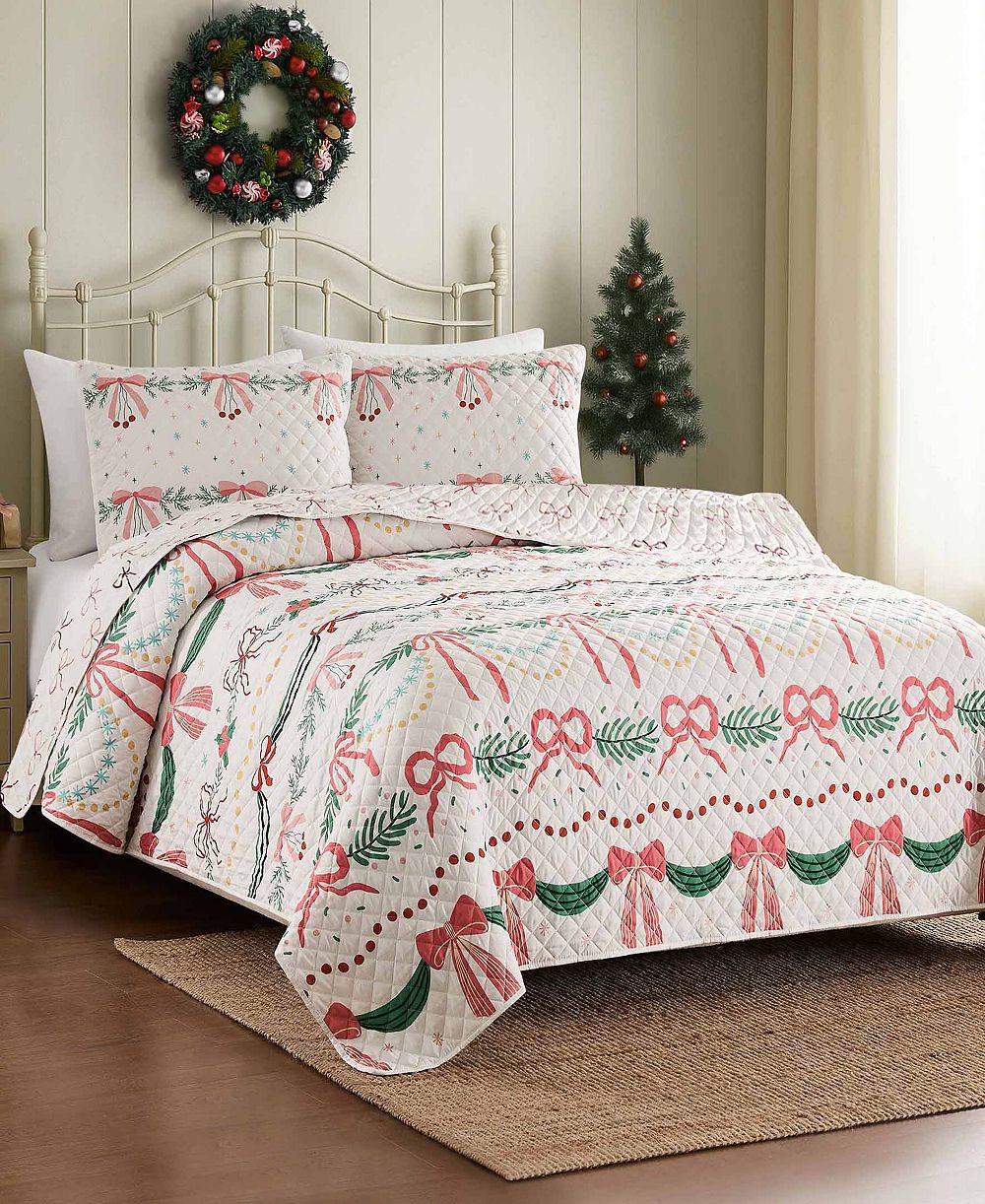 Avanti Bows Branches Reversible 3-Pc. Quilt Set, King
