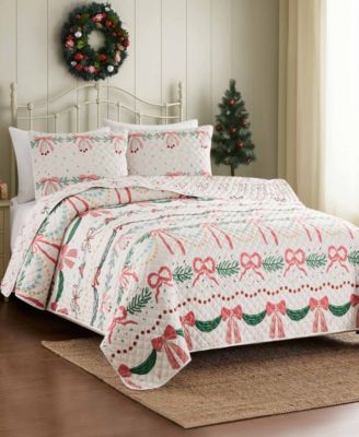 Avanti Bows Branches Reversible 3-Pc. Quilt Set, King