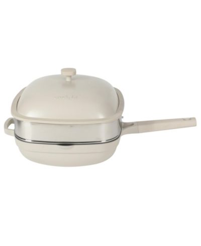 Crock Pot Northvale 5.3 Qt Ceramic Nonstick Saute Pan with Lid & Steamer Basket, Cast Aluminum, Induction Ready Base, Soft Touch Handle