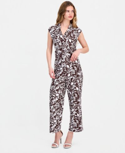 Anne Klein Essentials Petite брюки с высоким поясом и широкими штанинами с принтом