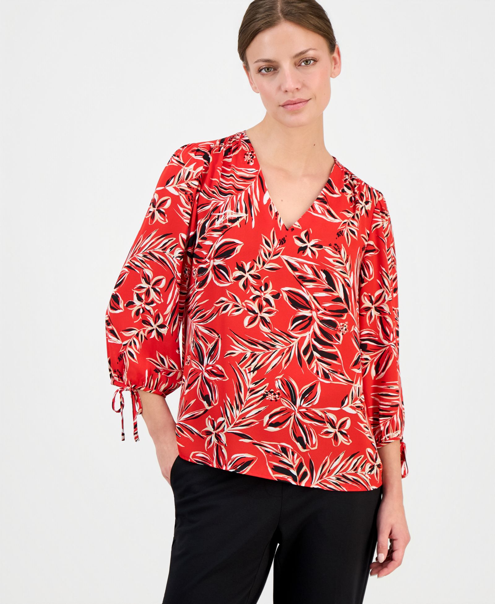 Anne Klein Essentials Petite Printed 3/4-Sleeve Top