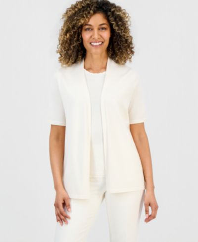 Кардиган Anne Klein Essentials Petite с открытым передом и рукавом 3/4