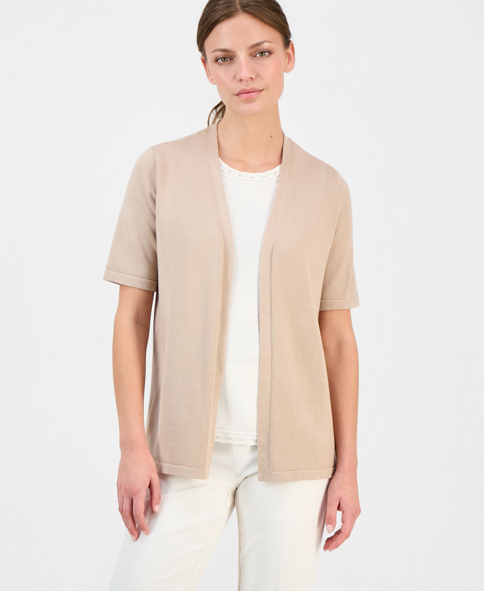 Anne Klein Essentials Petite Open-Front Elbow-Sleeve Cardigan