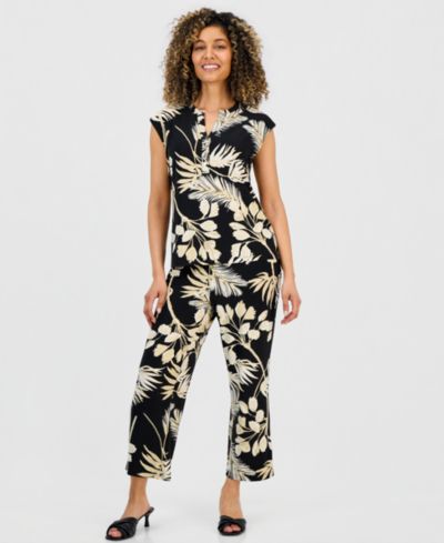 Брюки Anne Klein Essentials Petite Printed Pull-On Cropped