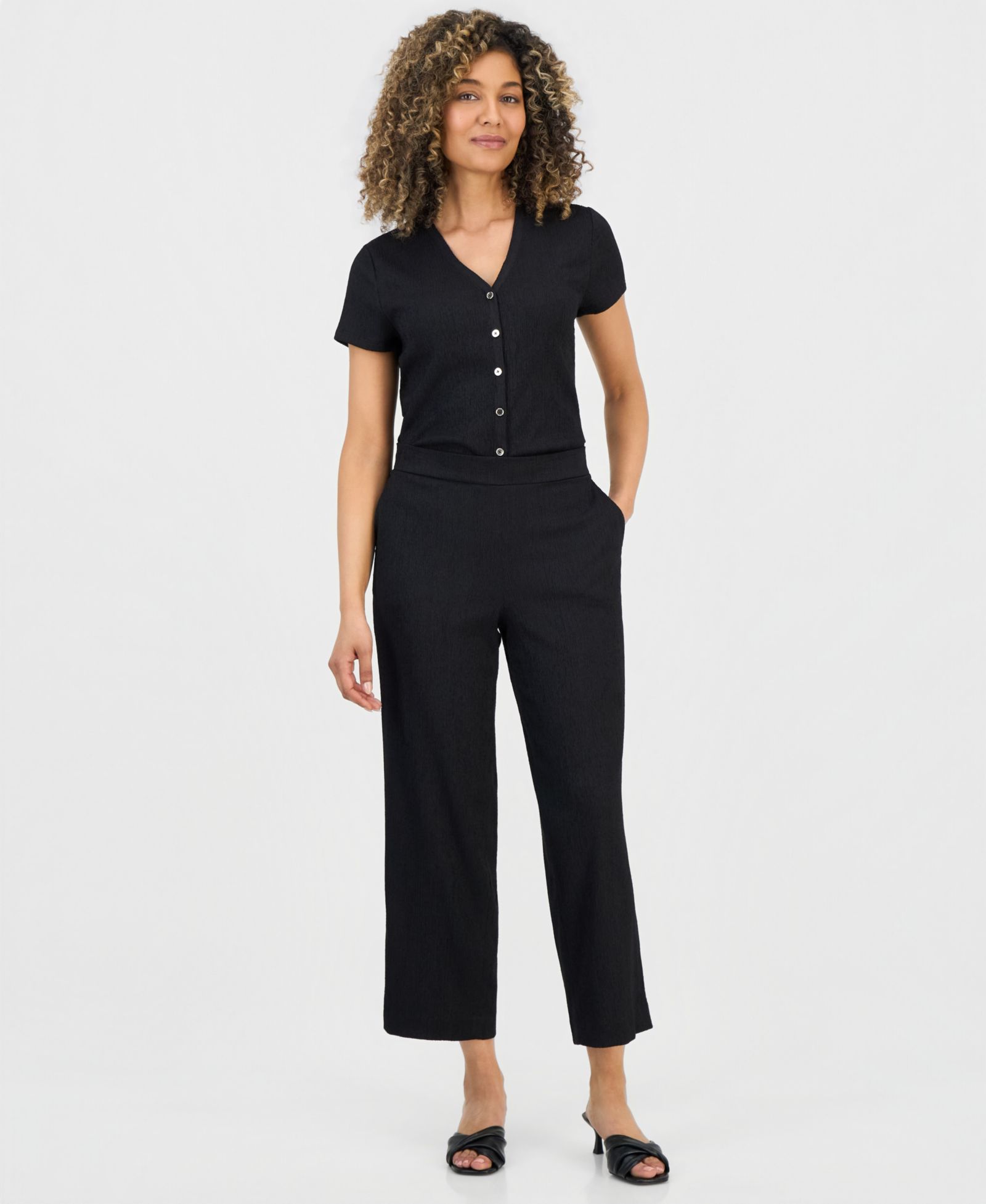 Женские брюки Anne Klein Essentials Petite Pebble-Texture Knit Pull-On