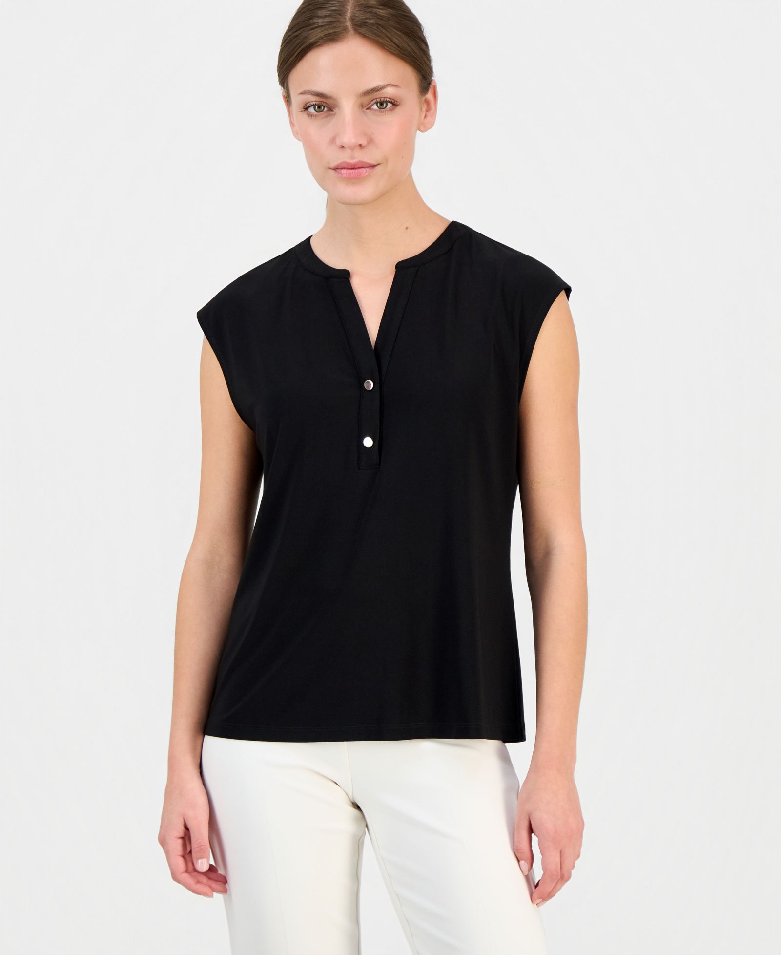 Anne Klein Essentials Женский топ Petite с коротким рукавом