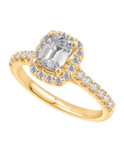 Помолвочное кольцо Macy's с выращенным бриллиантом Halo (1-1/2 ct. t.w.) из золота 14k