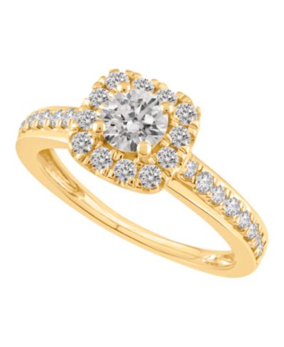 Помолвочное кольцо с бриллиантом Halo в 14k Gold