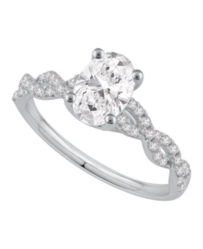 Помолвочное кольцо Macy's Certified Lab-Grown Diamond Solitaire Plus в 14k White Gold