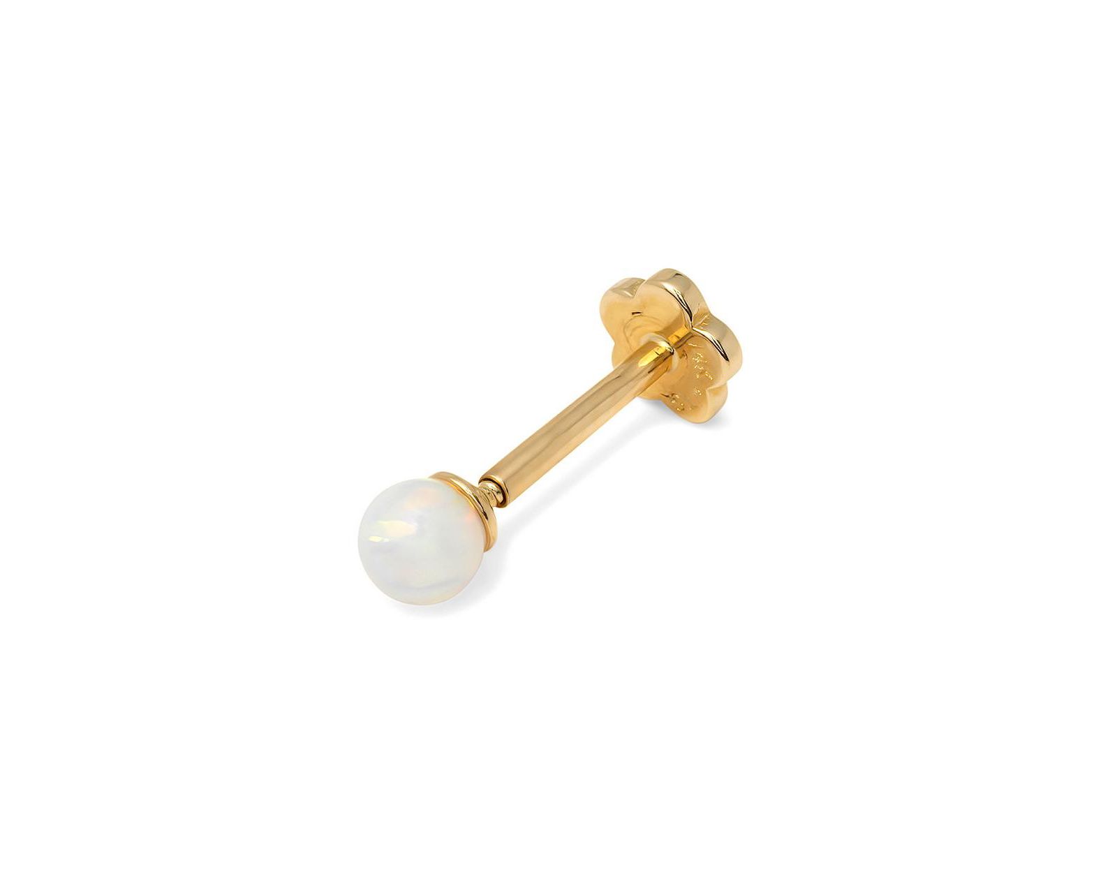Curata Jewelry Solid 14k Gold 18G 3mm Created Fire Opal Labret Cartilage Stud