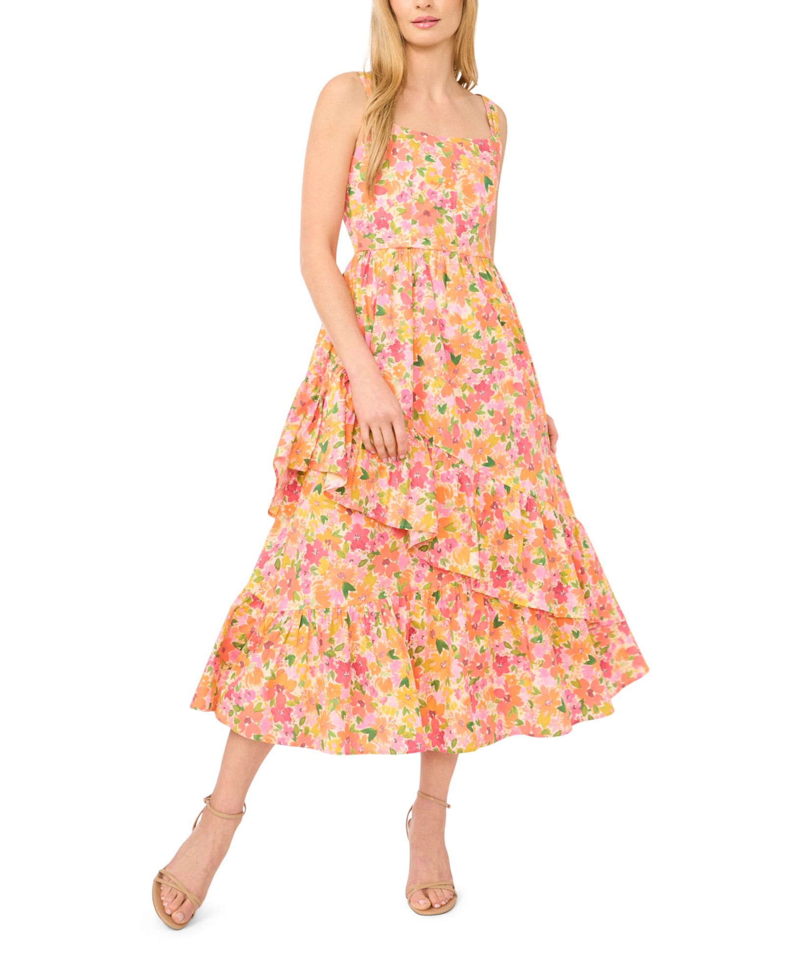 CeCe Women's Corset Asymmetrical Hem Ruffle Dress