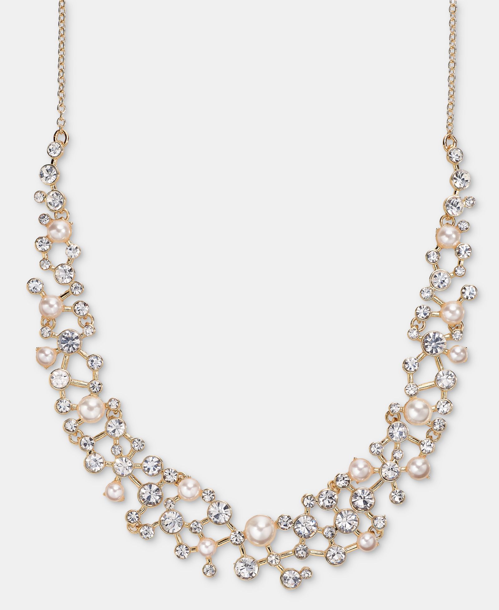 Anne Klein Crystal & Imitation Pearl Cluster Statement Necklace, 16" + 3" extender