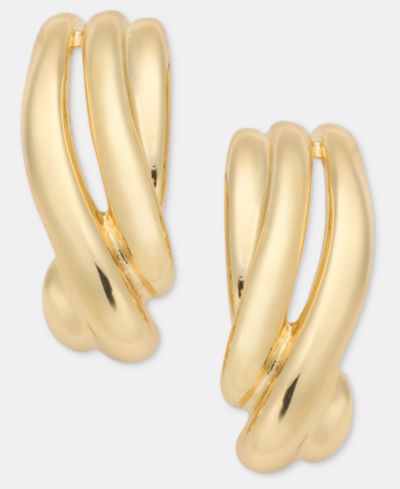 Серьги-кольца Anne Klein Triple-Row Twisted C-Hoop, 1.23"