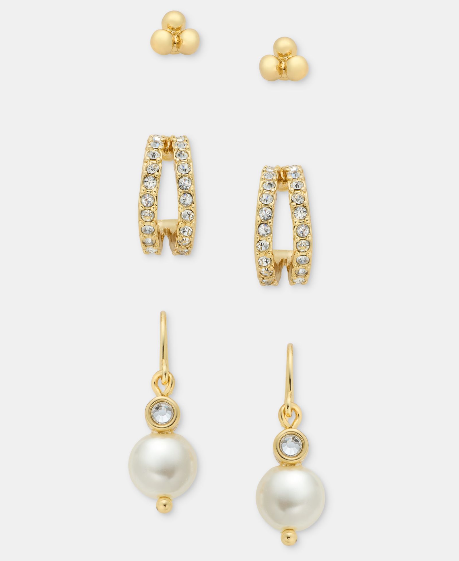 Набор серег Anne Klein (3 предмета): гвоздики, кольца и серьги-подвески