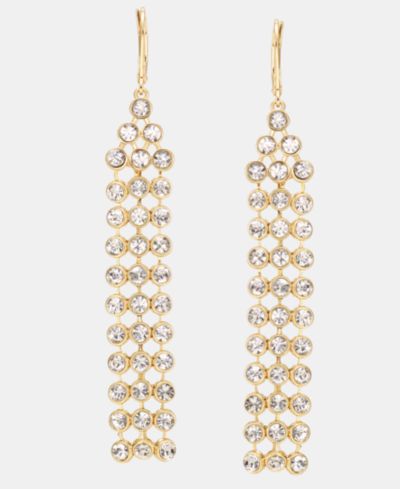 Anne Klein Crystal Mesh Chain Linear Drop Earrings