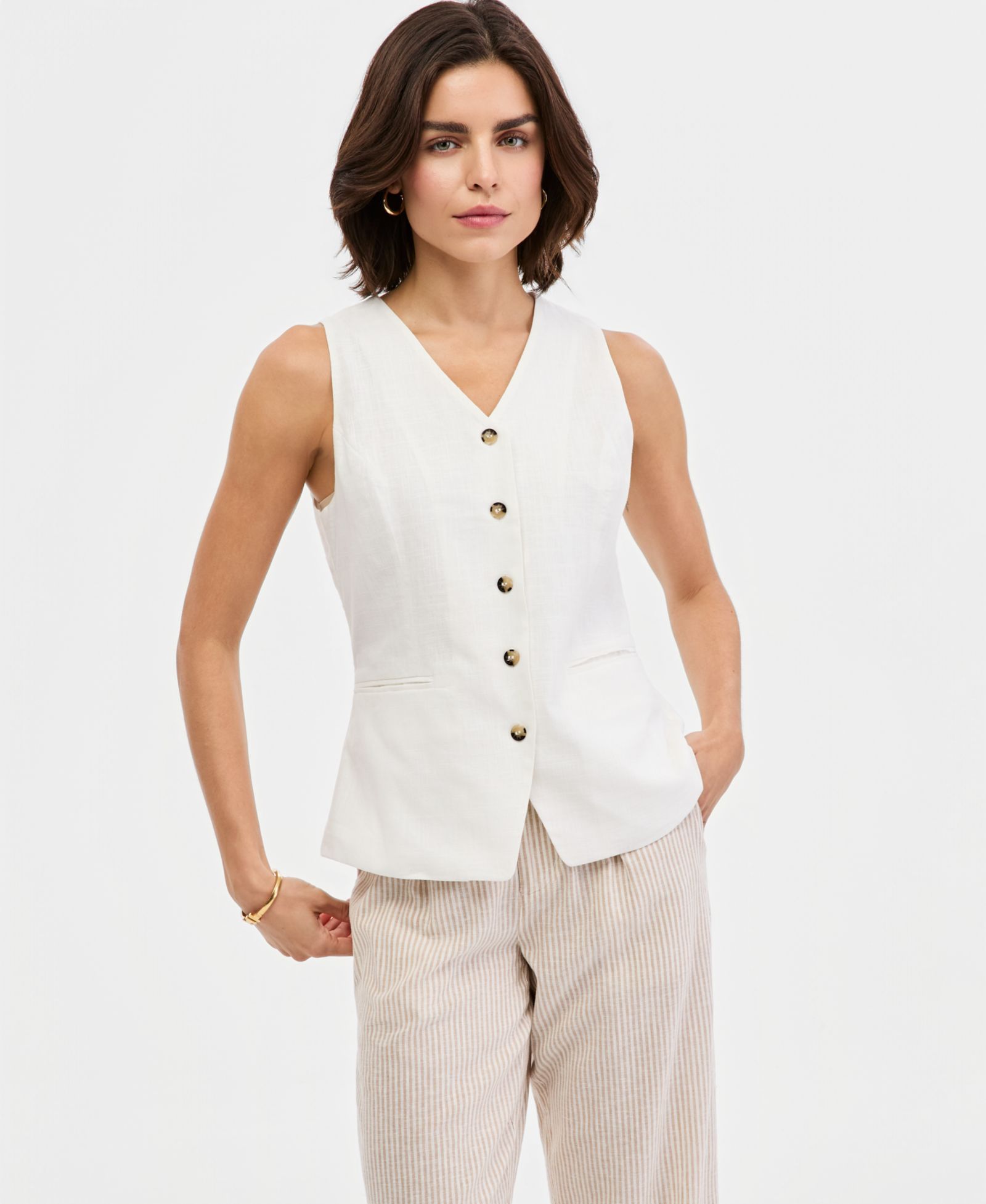 Tommy Hilfiger Women's V-Neck Button-Front Waistcoat