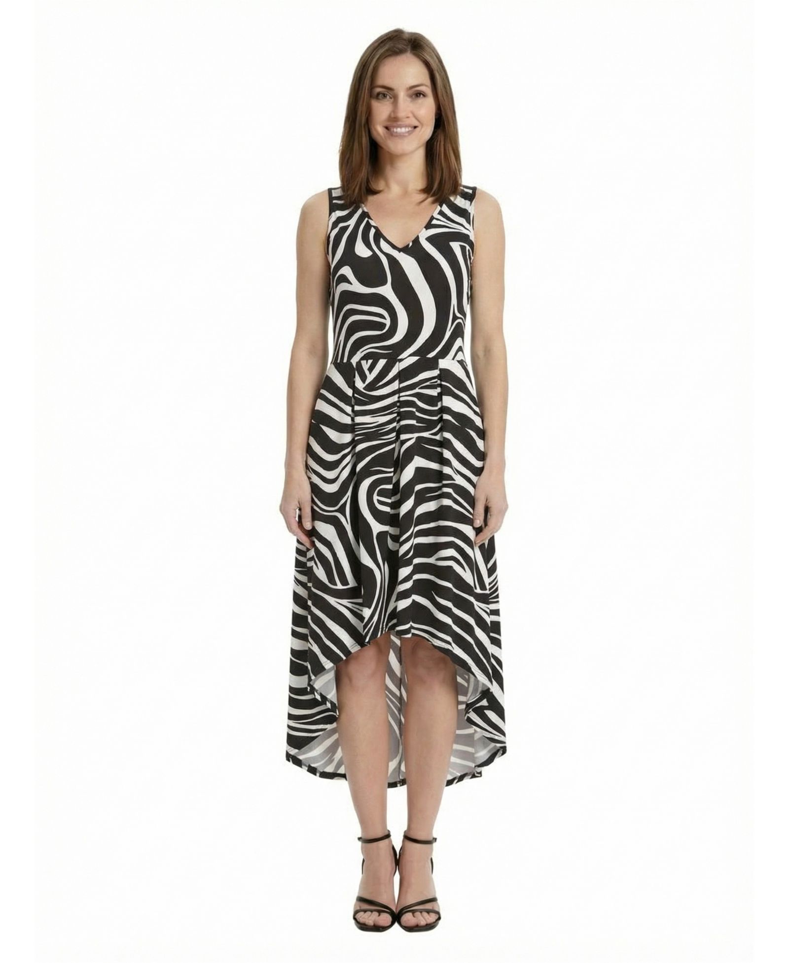 Миди-платье 24seven Comfort Apparel Petite Zebra High-Low Pocket