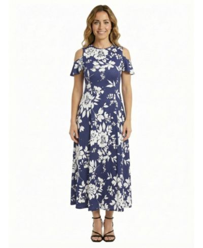 24seven Comfort Apparel Petite Floral A-Line Maxi Dress