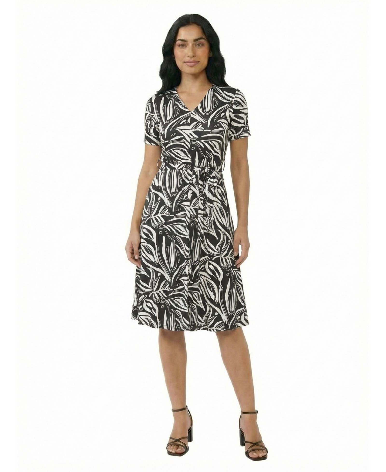 24seven Comfort Apparel платье миди Petite Abstract Short-Sleeve