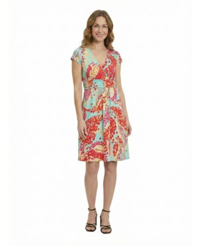 24seven Comfort Apparel Petite Mosaic A-Line Pocket Dress