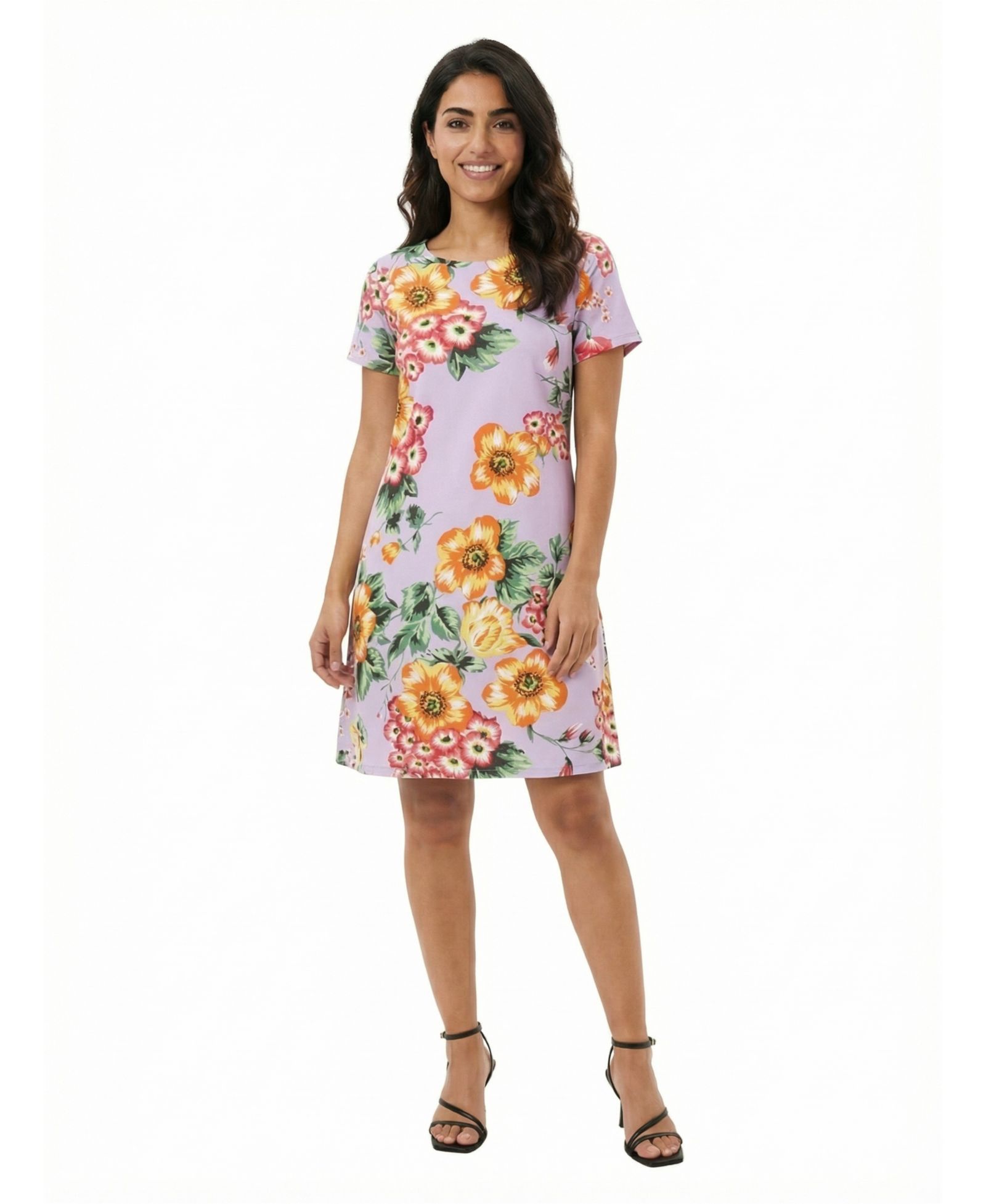 24seven Comfort Apparel Petite цветочное платье с круглым вырезом