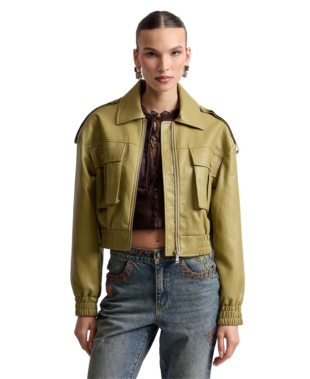 Avec Les Filles Women's Oversized Faux Leather Jacket