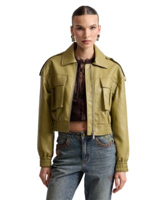Avec Les Filles Women's Oversized Faux Leather Jacket