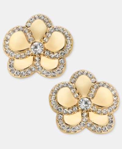 Серьги-гвоздики KARL LAGERFELD PARIS Gold-Tone Pavé Orchid