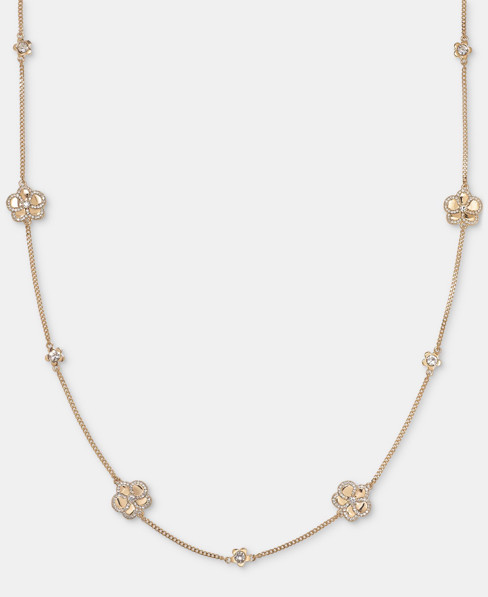Золотистое ожерелье KARL LAGERFELD PARIS Pavé Orchid Strandage, 36"