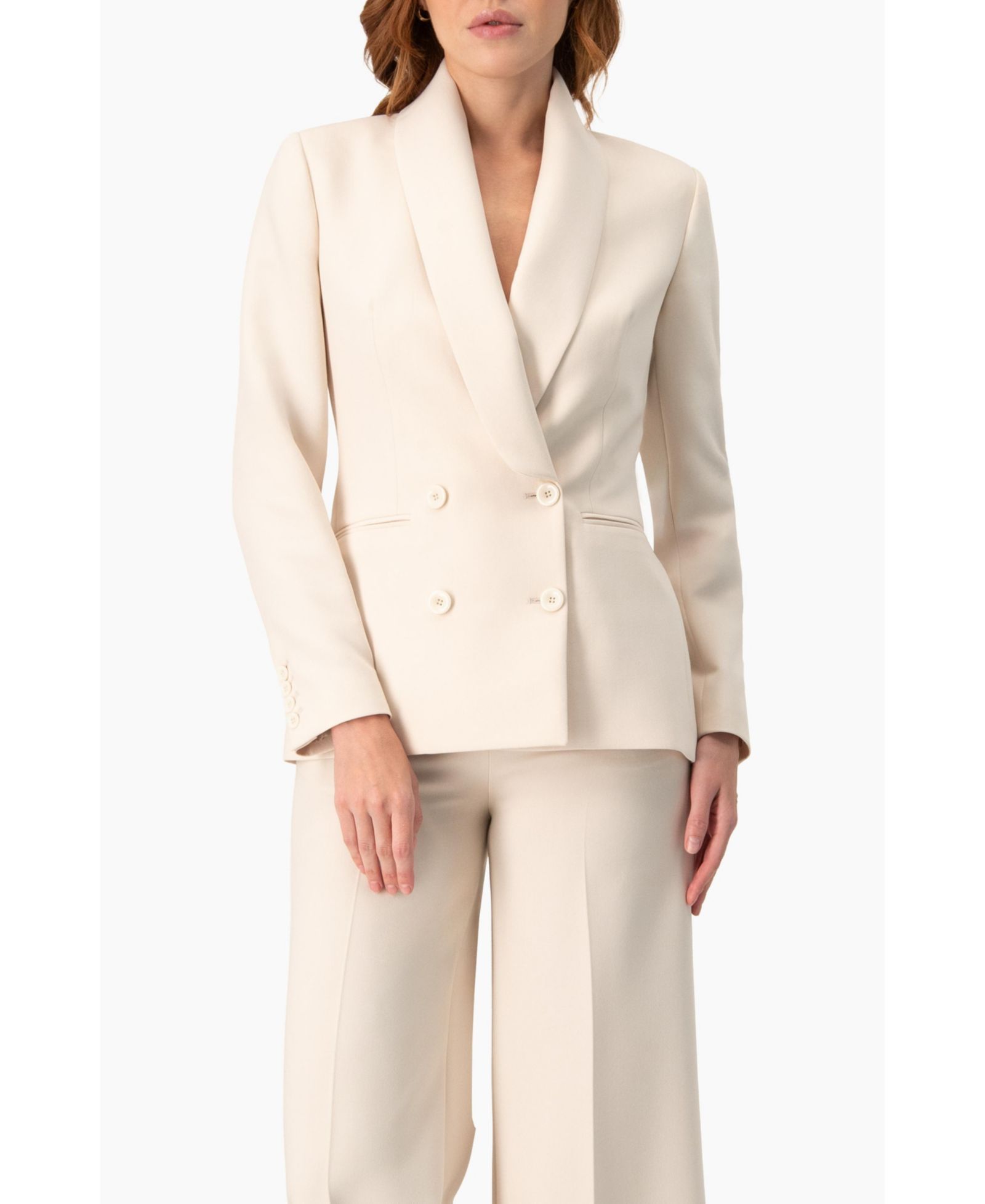Ivonne Women's Double-Breasted Blazer with Smooth Finish
