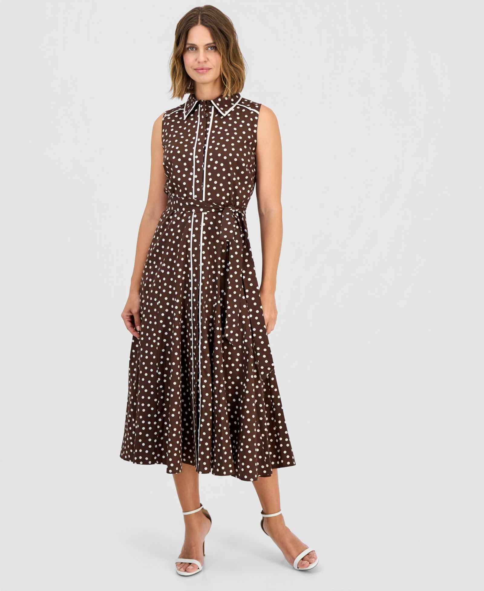 Женское платье-рубашка Anne Klein Petite Sleeveless Godet Shirt-Dress