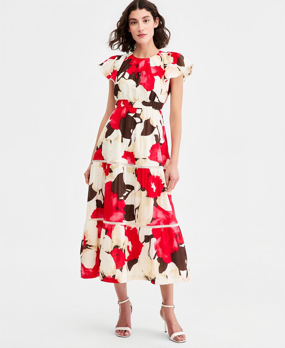 Женское платье Anne Klein Petite Flutter-Sleeve Tiered