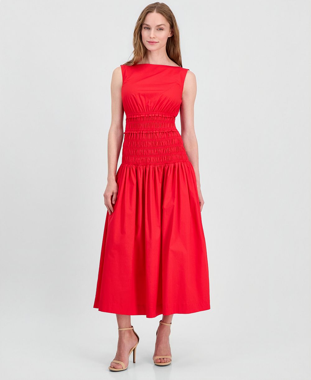 Anne Klein Petite Jewel-Neck Midi платье с декольте