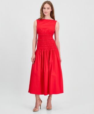 Anne Klein Petite Jewel-Neck Midi платье с декольте