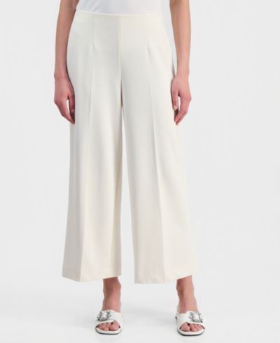 Anne Klein Petite High-Rise Wide-Leg Crop Pants