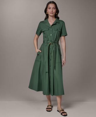 Donna Karan Weekend Женское миди-платье с коротким рукавом и поясом