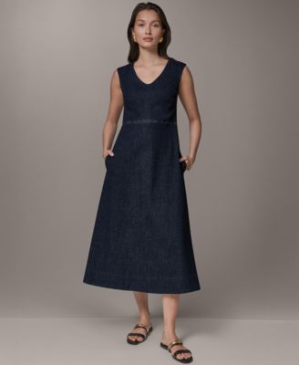 Женское миди-платье Donna Karan Weekend Contrast Color Self-Belted V-Neck