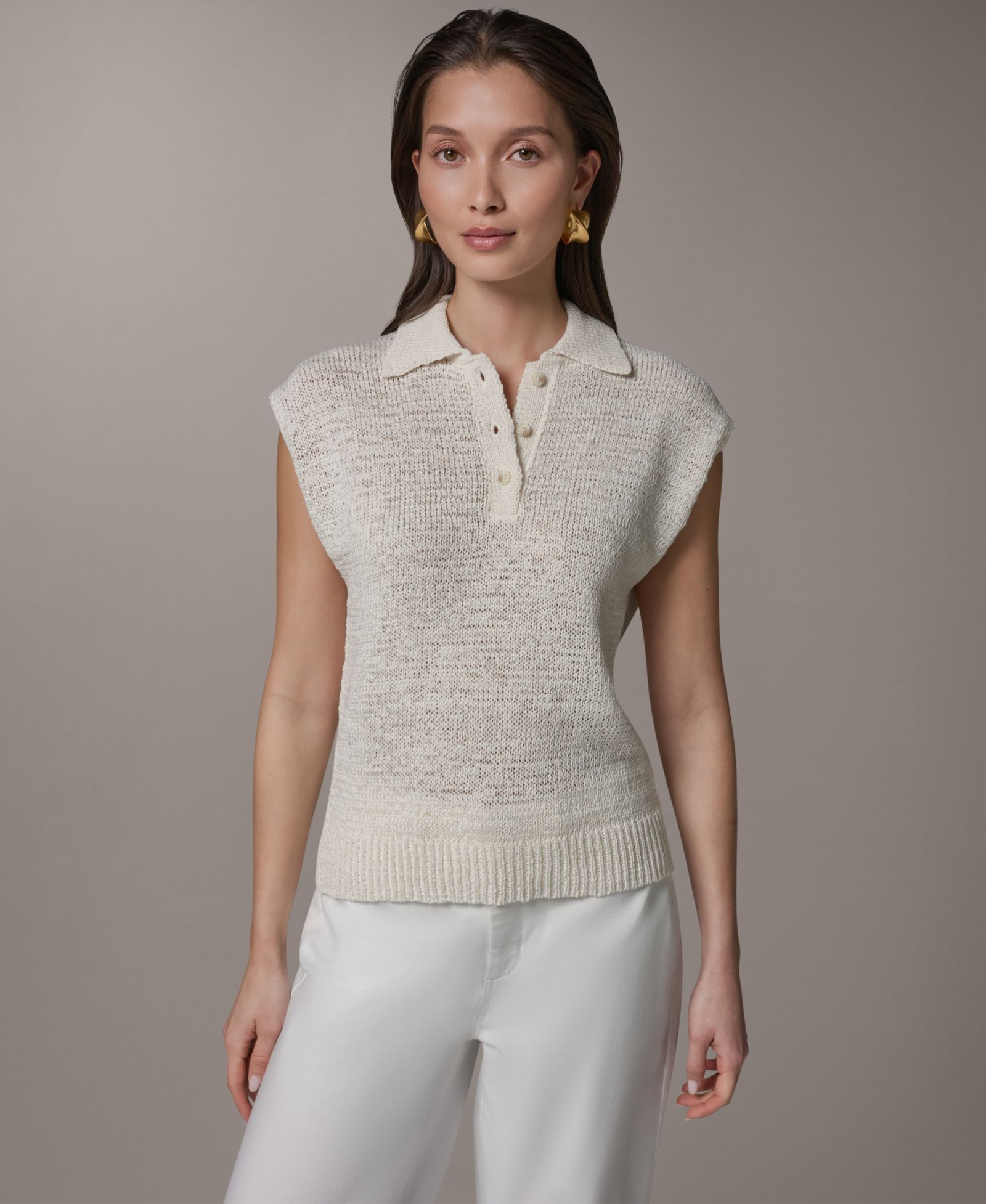 Donna Karan Weekend Women's Sleeveless Polo Sweater