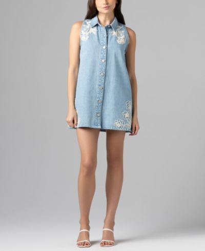 BLANK NYC Women's Embroidered Sleeveless Flared Swing Dress