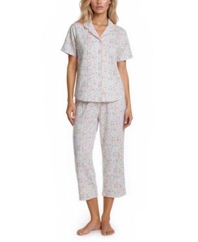 Flora by Flora Nikrooz Women's Gabbie Notch Collar Shirt and Capri Pajama Pants, 2-Piece Set