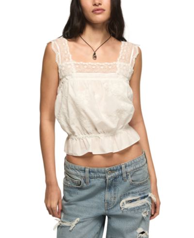 Lucky Brand Женские вышитые топы с квадратным вырезом