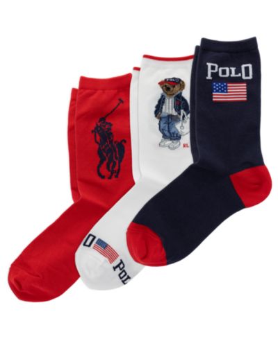 Женские носки Polo Ralph Lauren Americana Bear Crew, 3 шт.
